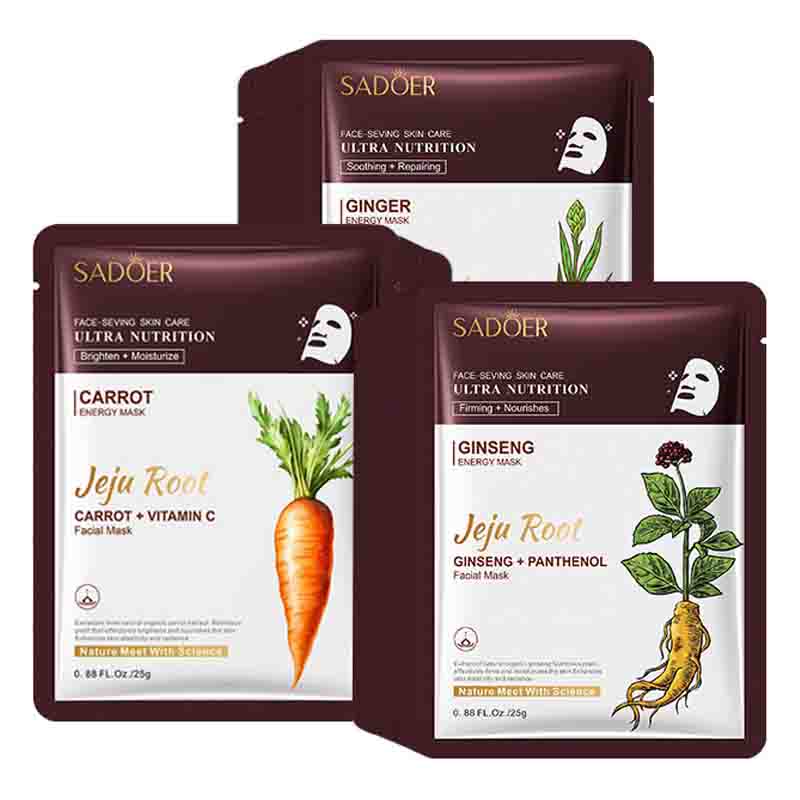 Root Stimulator Liquid - 5 個 SADOER 植物根フェイスマスク高麗人参美白フェイシャルマスク保湿引き締め保湿フェイスシートマスクスキンケア