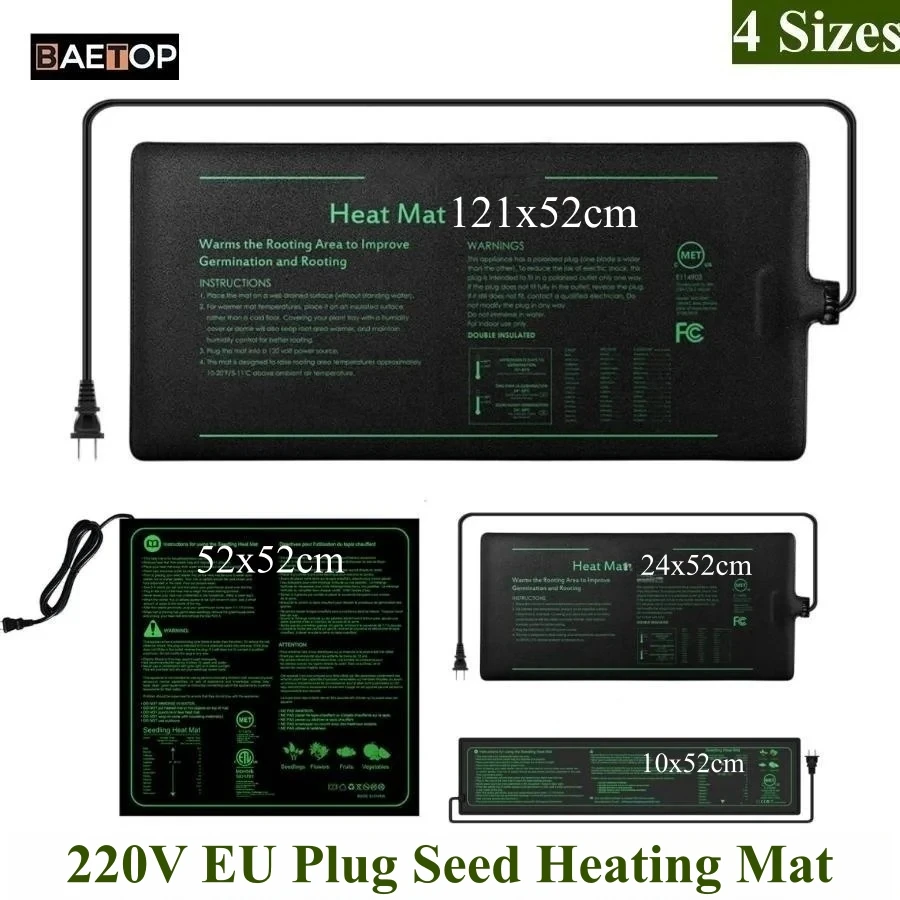 4 サイズ 220V EU プラグ苗ヒートマット防水水耕加熱 - Heat Mat Seedling のレビューと価格