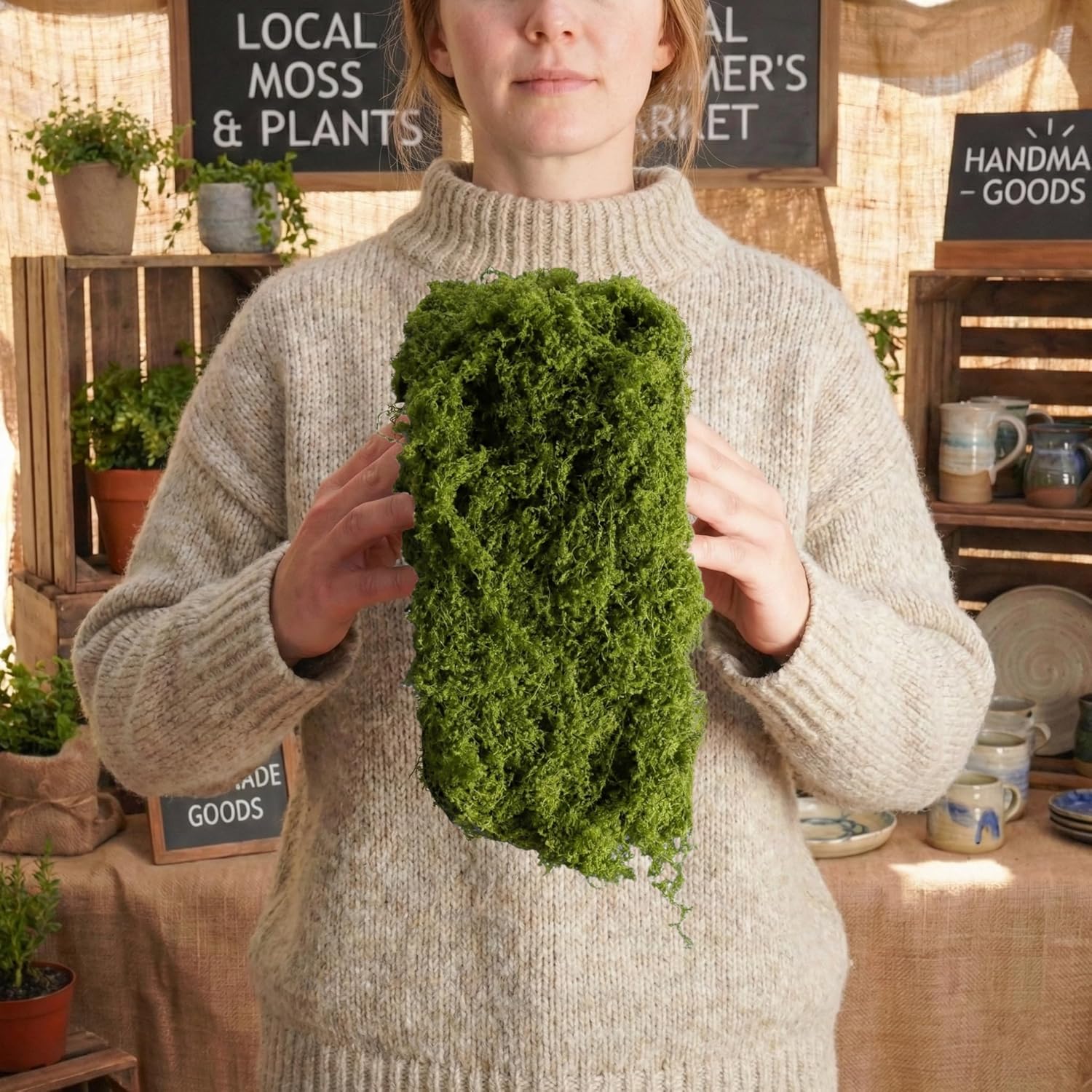 人工モスのテーブルランナー、ダークグリーンのフェイクモスのマ - Sphagnum Moss Dry のレビューと価格