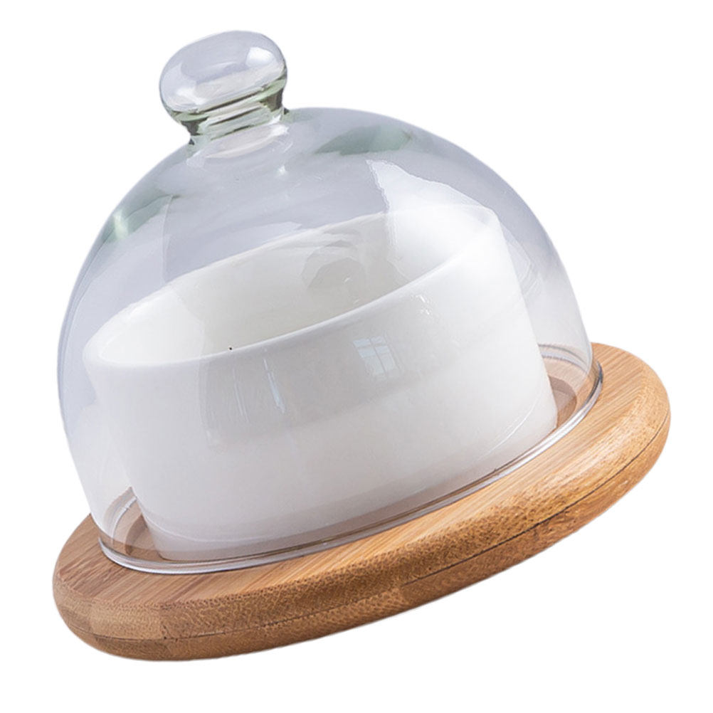 セラミック製サラダボウルセット、クリアガラスドーム蓋付き、天 - Plastic Dome Clear のレビューと価格