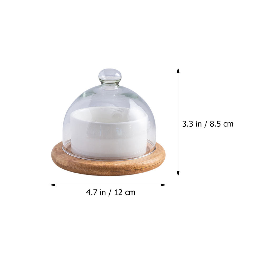セラミック製サラダボウルセット、クリアガラスドーム蓋付き、天 - Plastic Dome Clear のレビューと価格